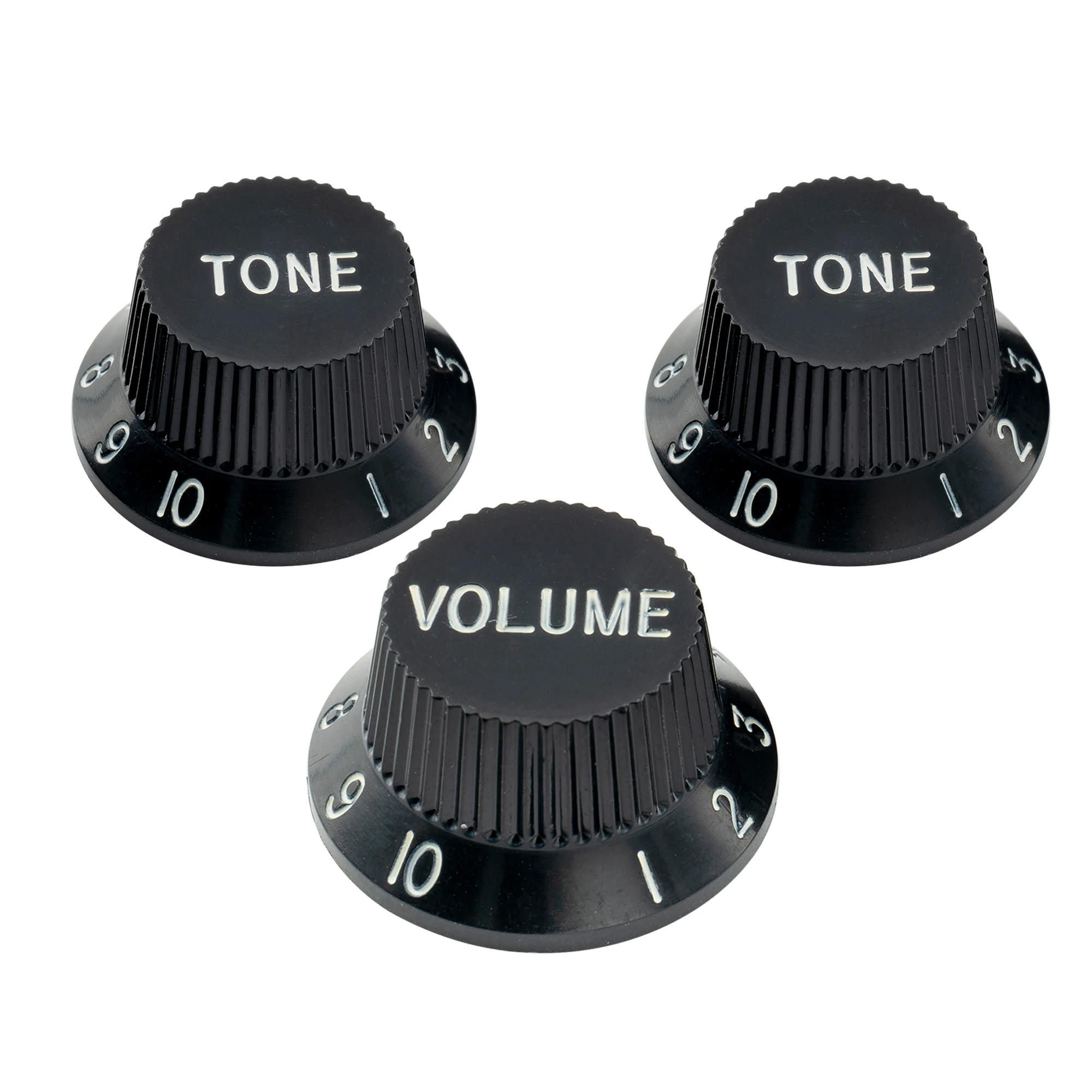 Musiclily Pro Metric Size 18 Splines 1 Volume 2 Tone ST Style Knobs Set for Asia Import Guitar Bass Split Shaft Pots
