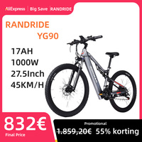 RANDRIDE YG90B/A Electric Bike 1000W 45km/h Max Speed 48V17Ah 70-90KM Max Range 27.5'' CST Tires 120kg Load Hydraulic Disc Brake