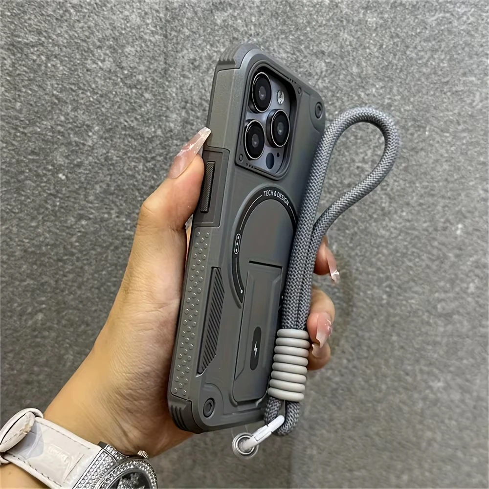 Luxury Kickstand Magnetic With Lanyard Case For Samsung S26 Ultra S25 S24 A56 5G A16 A36 A17 A26 A06 A07 A05S Magnetic Cover
