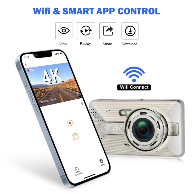 

Ultra-clear 4-inch Front and Rear Dual-lens Hidden Driving Wide-angle 1080P High-definition Car Recorder