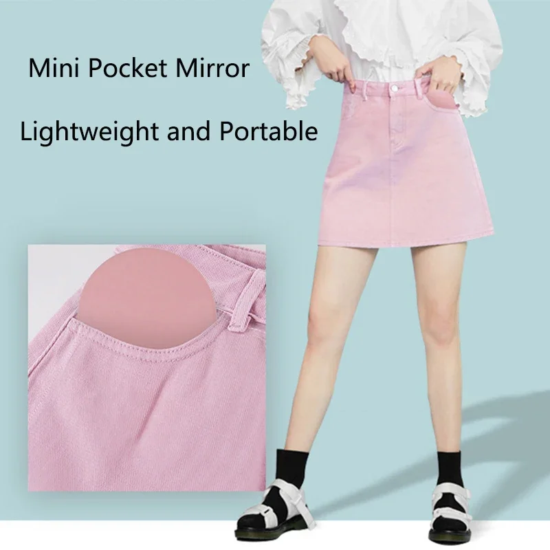 Sdotter 2-Face Mini Portable LED Light Makeup Mirror 2X/10X Magnifying HD Mirror Girl Travel Foldable HandHeld Pocket Mirror Fou