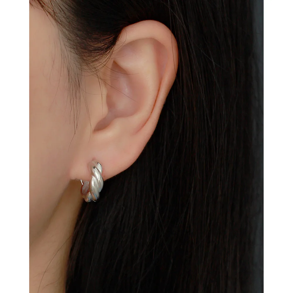 CCFJOYAS 100% 925 Sterling Silver Punk Rock Twist Earrings for Women 10mm Gold Silver color Twisted Metal Style Hoop Earrings