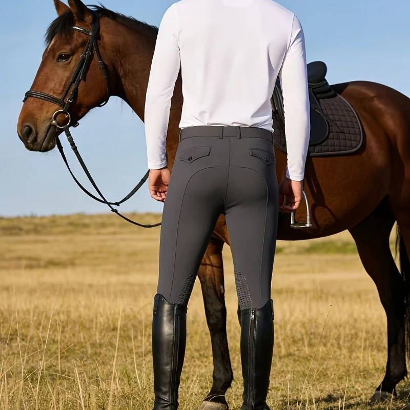 Breathable Horse Riding Pants Mens Knee Patch Silicone Non-slip Breeches Quick-dry Equestrian Pants Durable Horse Riding Clothes