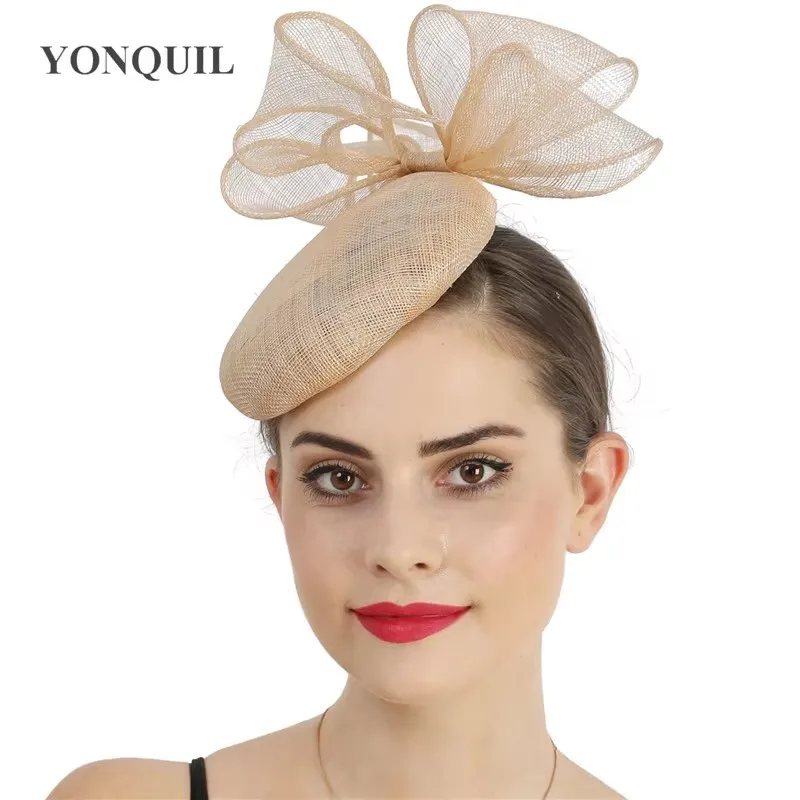 Nice Sinamay 4-Layer Wedding Fashion Fascinator Hat Women Hairpin Headwear Elegant Ladies Linen Party Dinner Hair Accessories