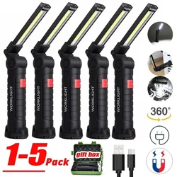 Multifunctional Folding Work Light Portable Camping Light Type-C Rechargeable Flashlight With Built-in Battery Magnetic Lamp