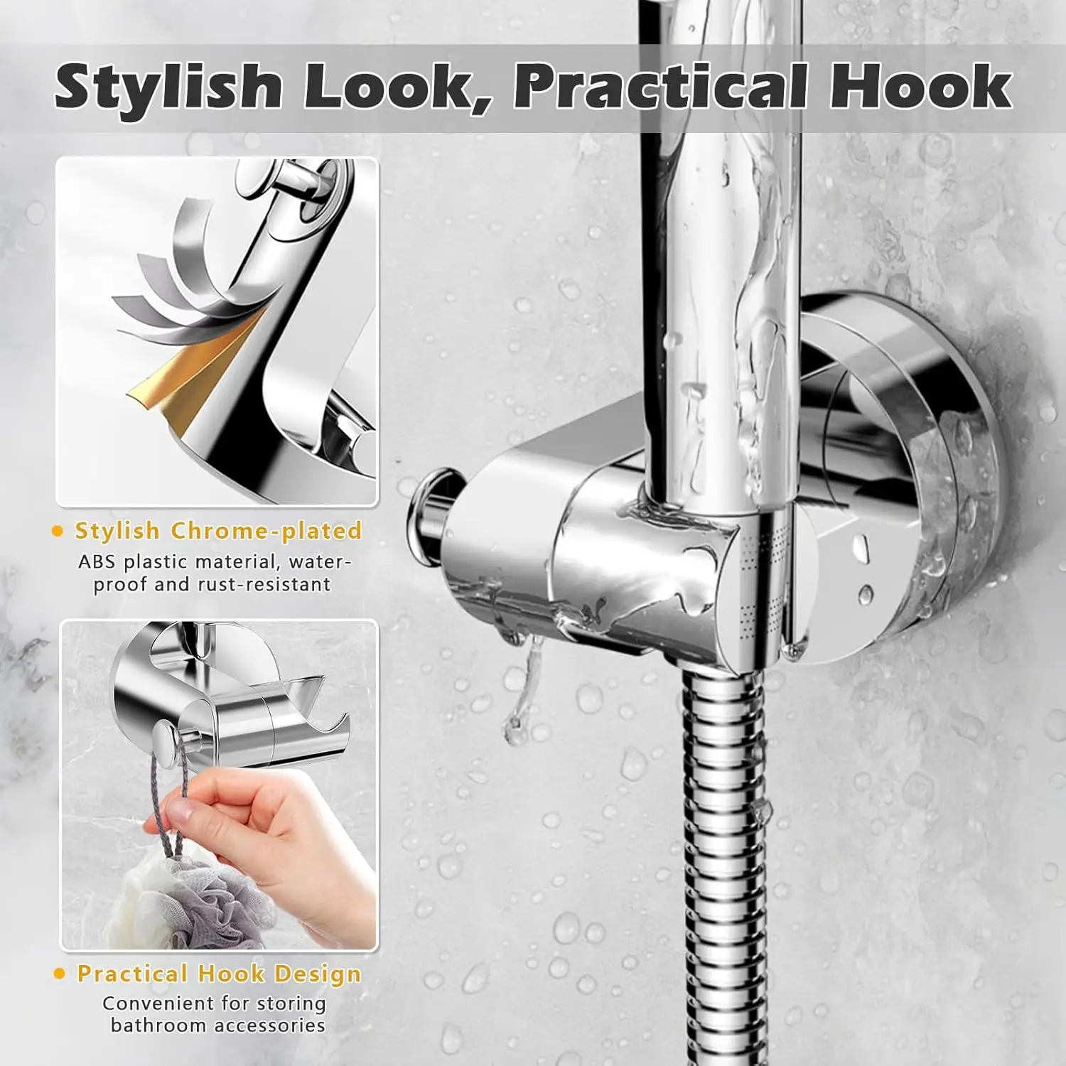 1-4Pcs Self-adhesive Adjustable Shower Head Support ABS Universal Suction Cup Holder Strong Load-bearing Shower Head Bracket