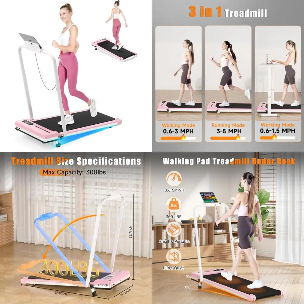 جهاز مشي مكتبي محمول للاستخدام المنزلي والمكتبي، حزام عريض، جهاز تحكم عن بعد، سهل التجميع، تمرين مكتبي مناسب للتنقل