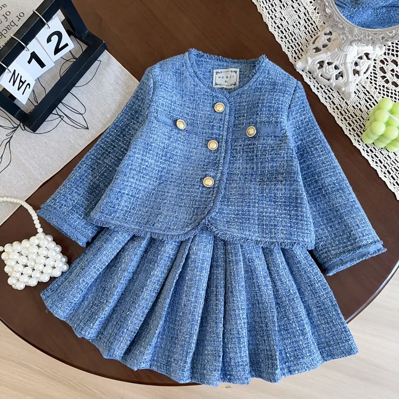 Girls Clothes Sets Spring Autumn Children Coats Skirts 2pcs Princess Dress Suit For Baby Girl Party Outfits Kids Costume 5 6 7Y