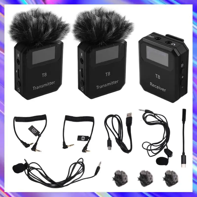 

A24U 2.4G Wireless Microphone System Lavalier Microphone Transmitter Receiver Built-In Noise Reduction Clip