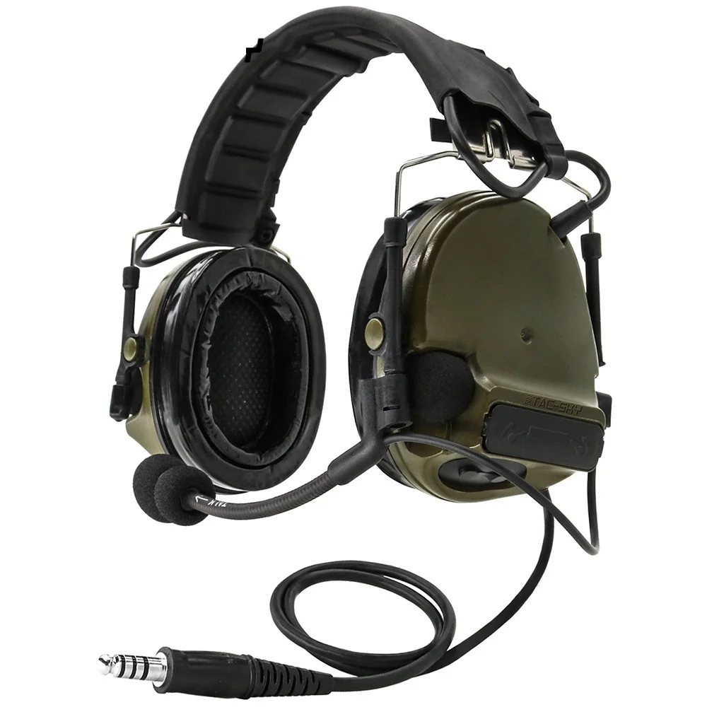 Ruído militar redução auscultadores táticos, Top Headband destacável, Silicone Earmuffs