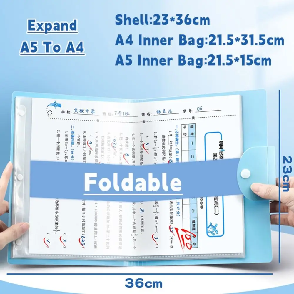 New A5 To A4 File Folder Foldable Large Capacity File Bag Waterproof Storage Booklet School Office