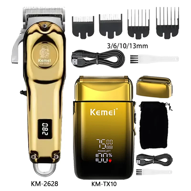 Kemei Hair Clipper Km-2628 Km-2299 Km-TX10 Barber Blading Hair Cutting Machine Clipper Grooming Cordless Rechargeable Shaver