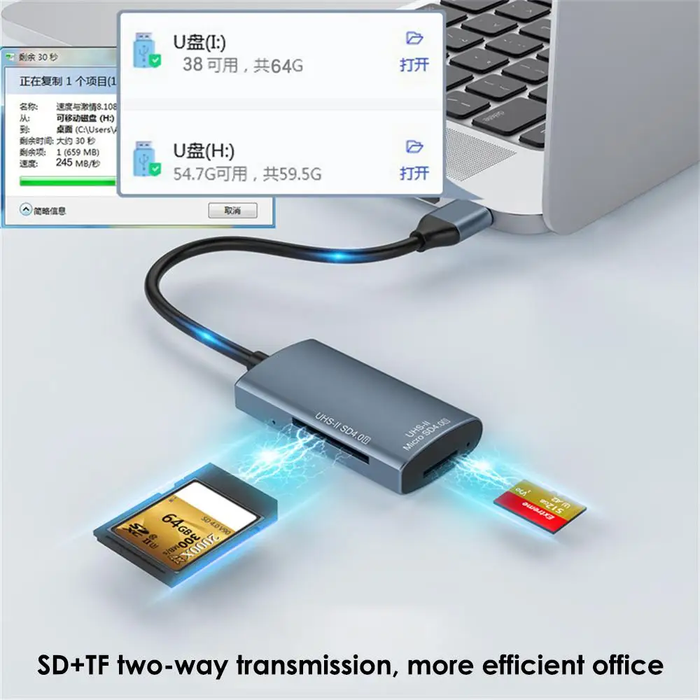 2 In 1 Card Reader USB3.0&Type-C To SD TF Thunderbolt 3 For PC Laptop Accessories Smart New Memory Cardreader SD Card Adapter