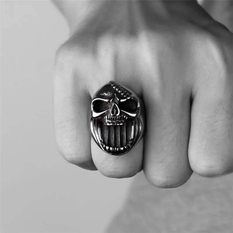 Cool Bottle Opener Ring For Men Hip-Hop Men\'s Metal Skull Rings Ghost Head Skull Ring Gothic Punk Rock Biker Jewelry Accessories