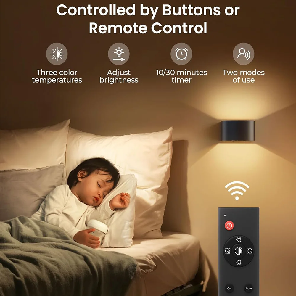 Immagine 4: Luce Notturna LED Intelligente con Sensore di Movimento, Ricaricabile, Magnetica, 3 Colori, Doppio Controllo, Impostazione Timer, Modalità Giorno/Notte