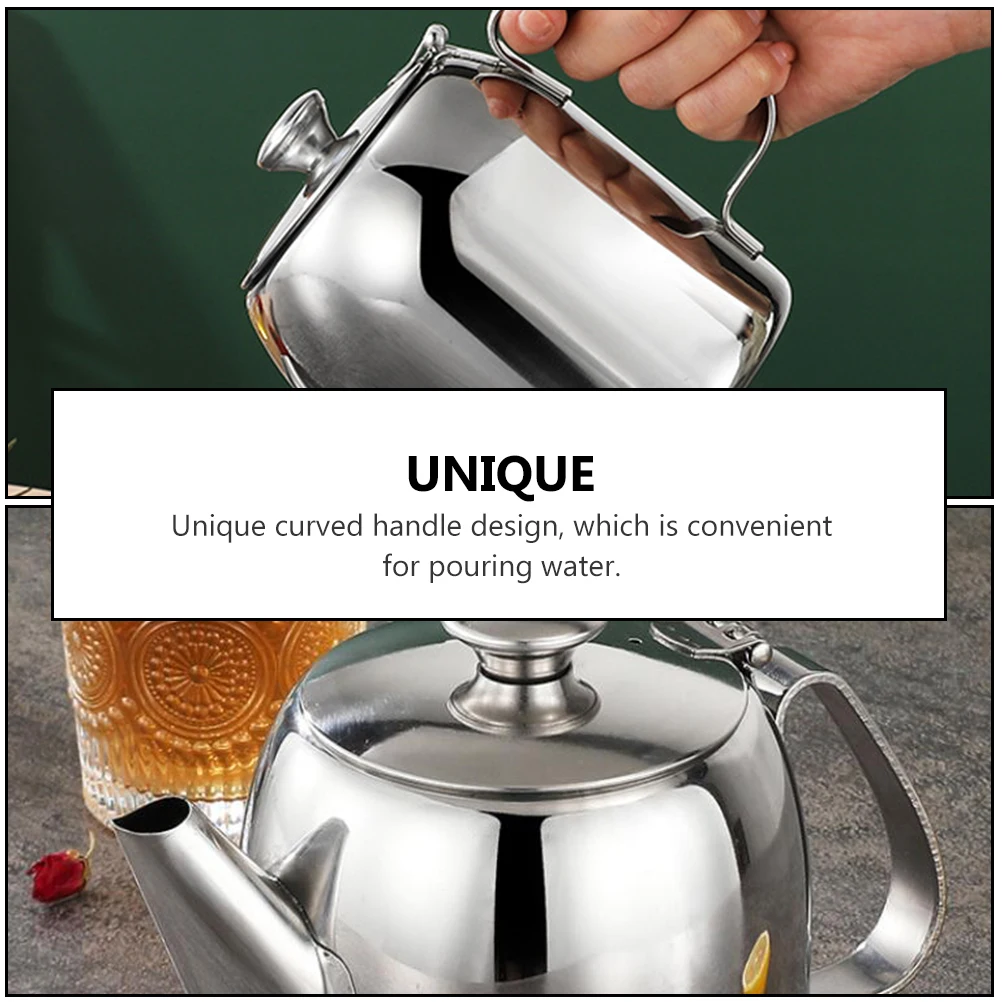 

Stainless Steel Teapot Kettle Multifunctional Kitchen Teakettle Oil Pot Unique H Design Comfortable Grip Water Flow