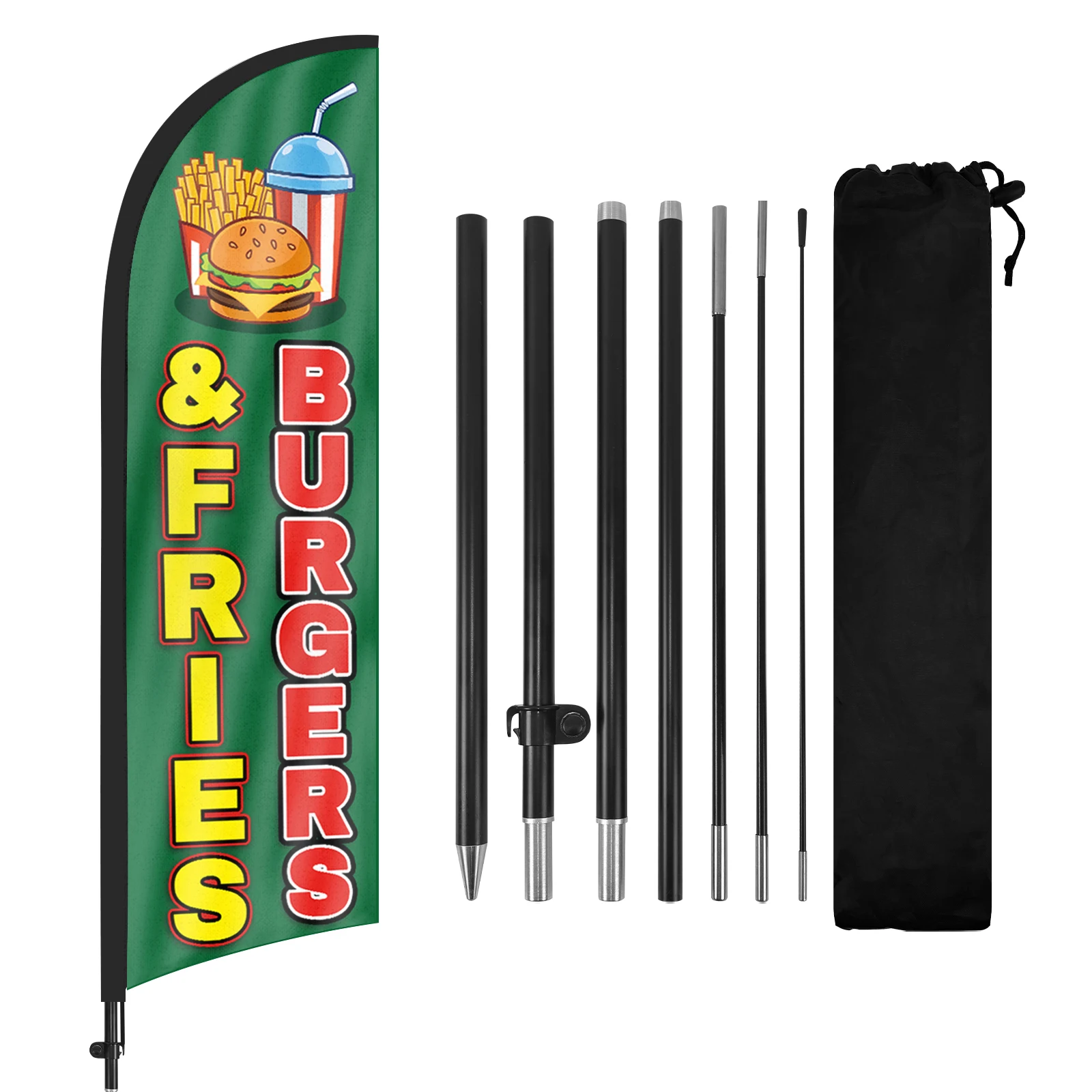 FSFLAG 1PCS 280CM The Burgers2 Feather Flag with Flagpole Advertising Outdoor Banner Decoration for Businesse and Storefront