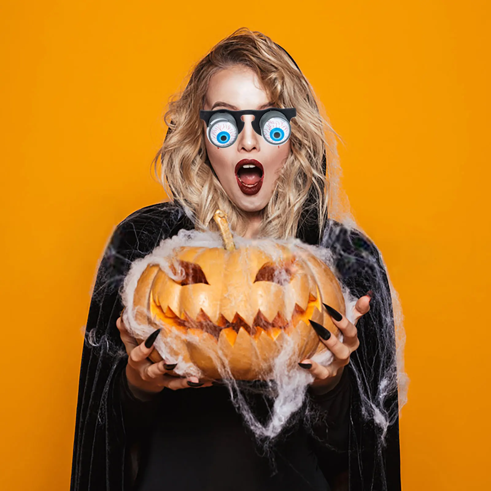 3Pcs Scary Eyeball Eyeglasses Halloween Bounce Glasses Fake Eyewear Prank Props Party Novelty Funny Glasses Prank Props