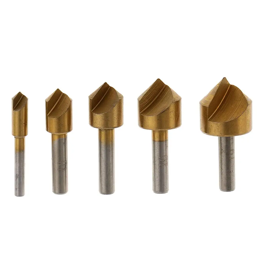 

Set of 5Pcs Titanium Countersink Drill Bit Wood Chamfering Device