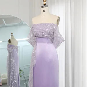 Personalized Bella Out of Shoulder Satin Sirée Robes Lilac Dresses of Night Valentine's Day Wedding Dress up to the ankle 12 Main Sales Dress Lilas For Graduation - №11