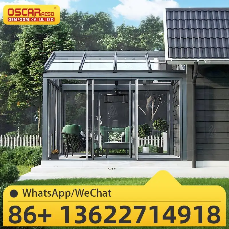

Four Season Triangle Free Standing Solar Outdoor Greenhouse with Aluminum Frame for Patio House Winter Use sunroom