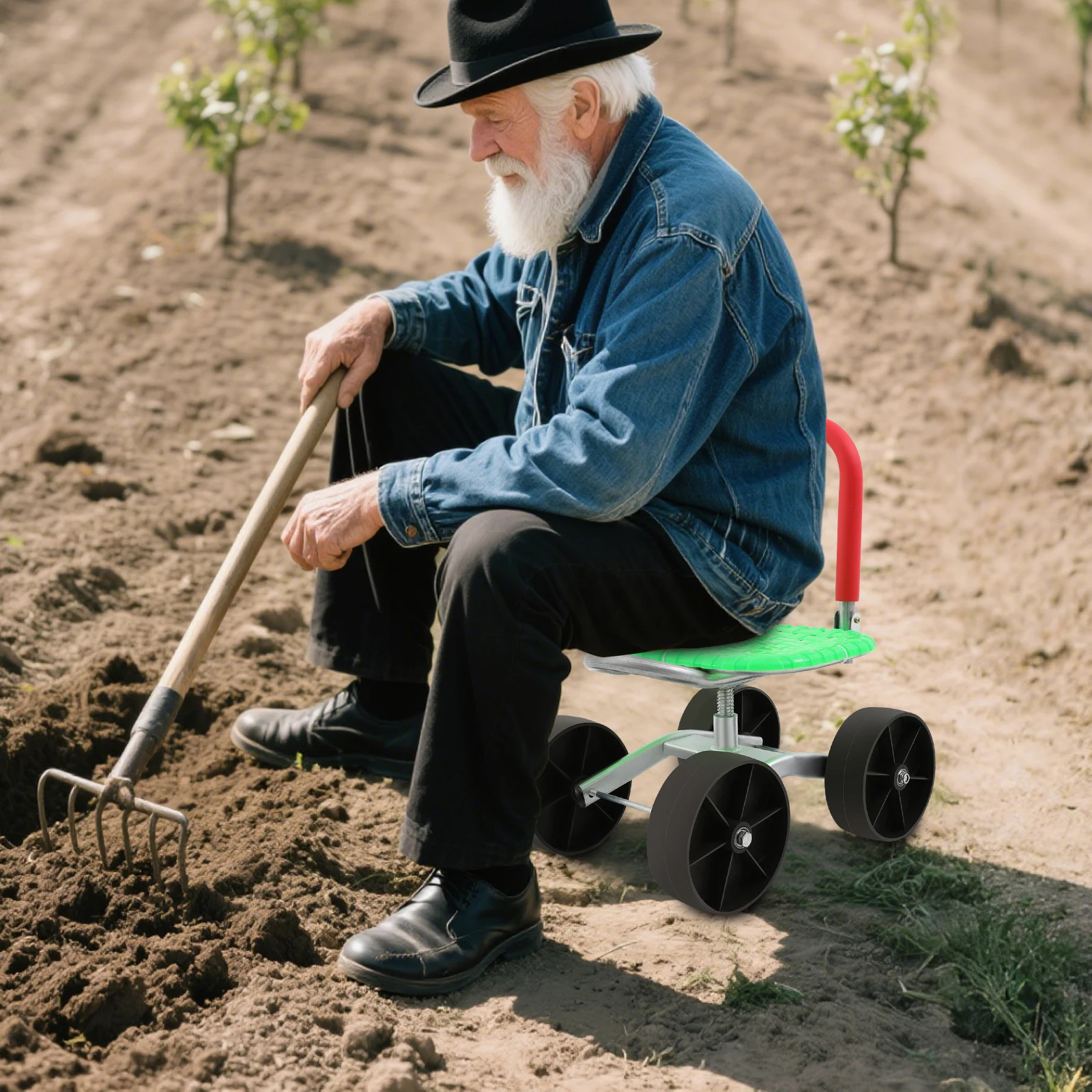 Klappbarer Garten-Rollhocker, höhenverstellbarer Gartenhocker, entsperren Sie flexible Nutzungsszenarien