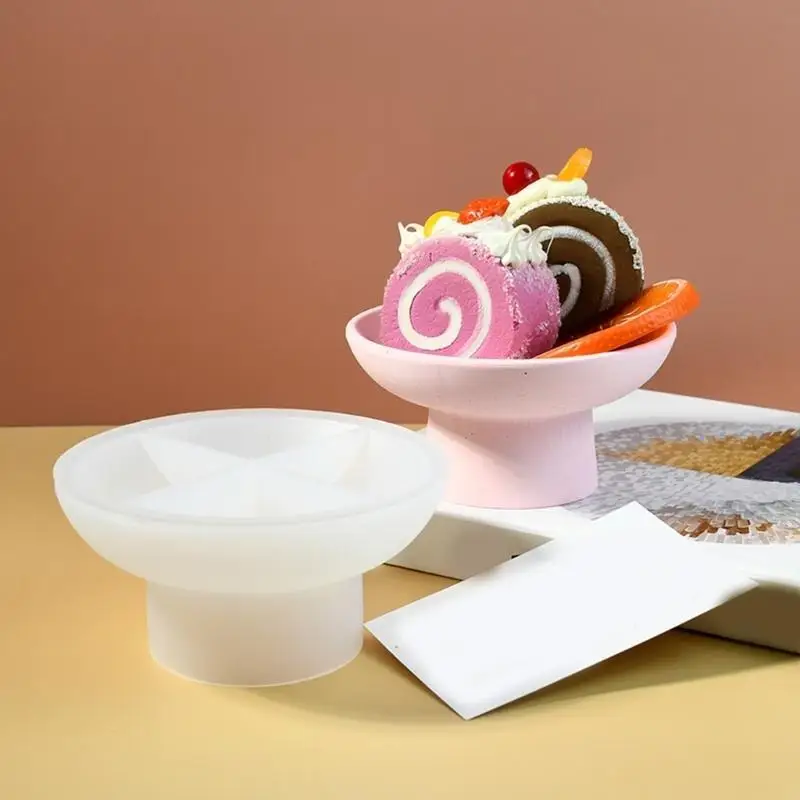 31BB Easy Demold Silicone Mold for Footed Fruit Bowl Unique Tableware Making Mould