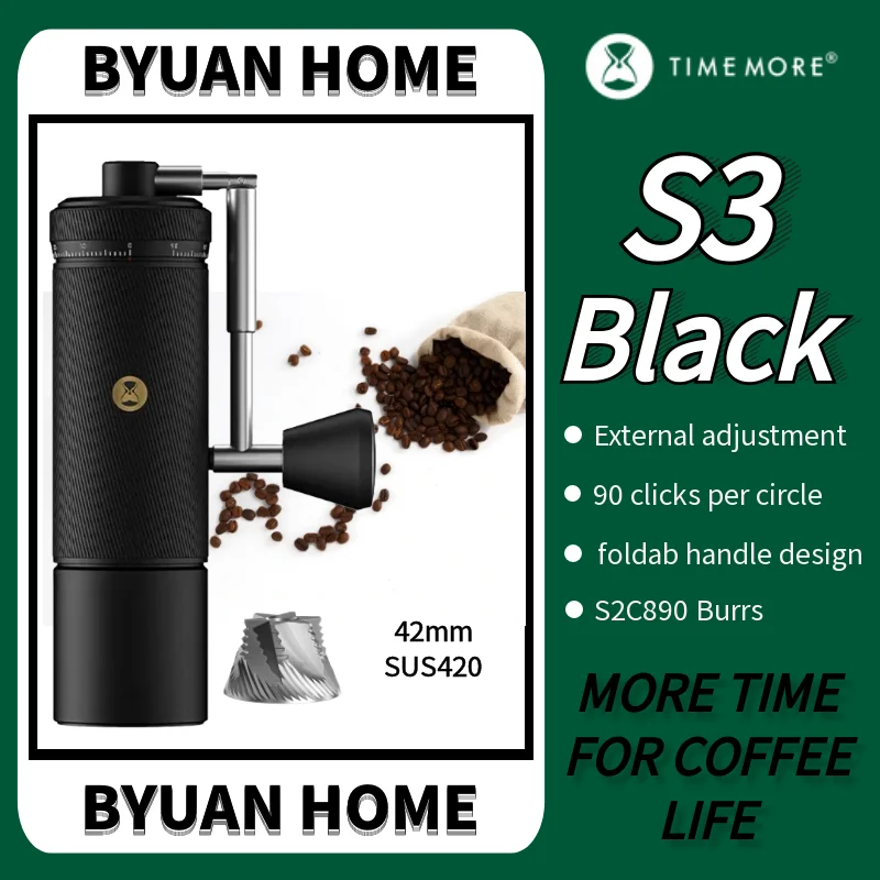 New TIMEMORE NEW S3 Extreme Black burr super coffee grinder  espresso coffee mill grinding core super manual coffee bearing