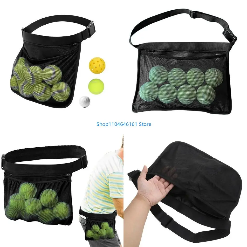 

Tennis Ball Holder Adjustable Mesh Bag Waist Tennis & Pickleball Accessory