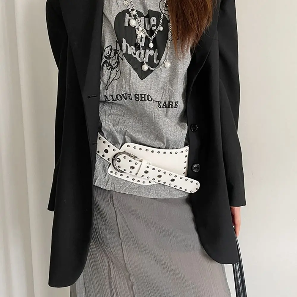 خمر مصمم حزام المرأة واسعة القوطية Y2k برشام حزام الخصر أسلوب فاسق اللباس الأمريكي حزام البنطال الجينز الشارع الشهير