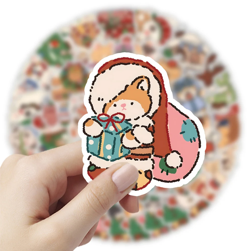 

10/30/50pcs Cute Cartoon Christmas Animal Stickers Creative Doodle Decals Toys DIY Luggage Skateboard Phone Kawaii Sticker Decor