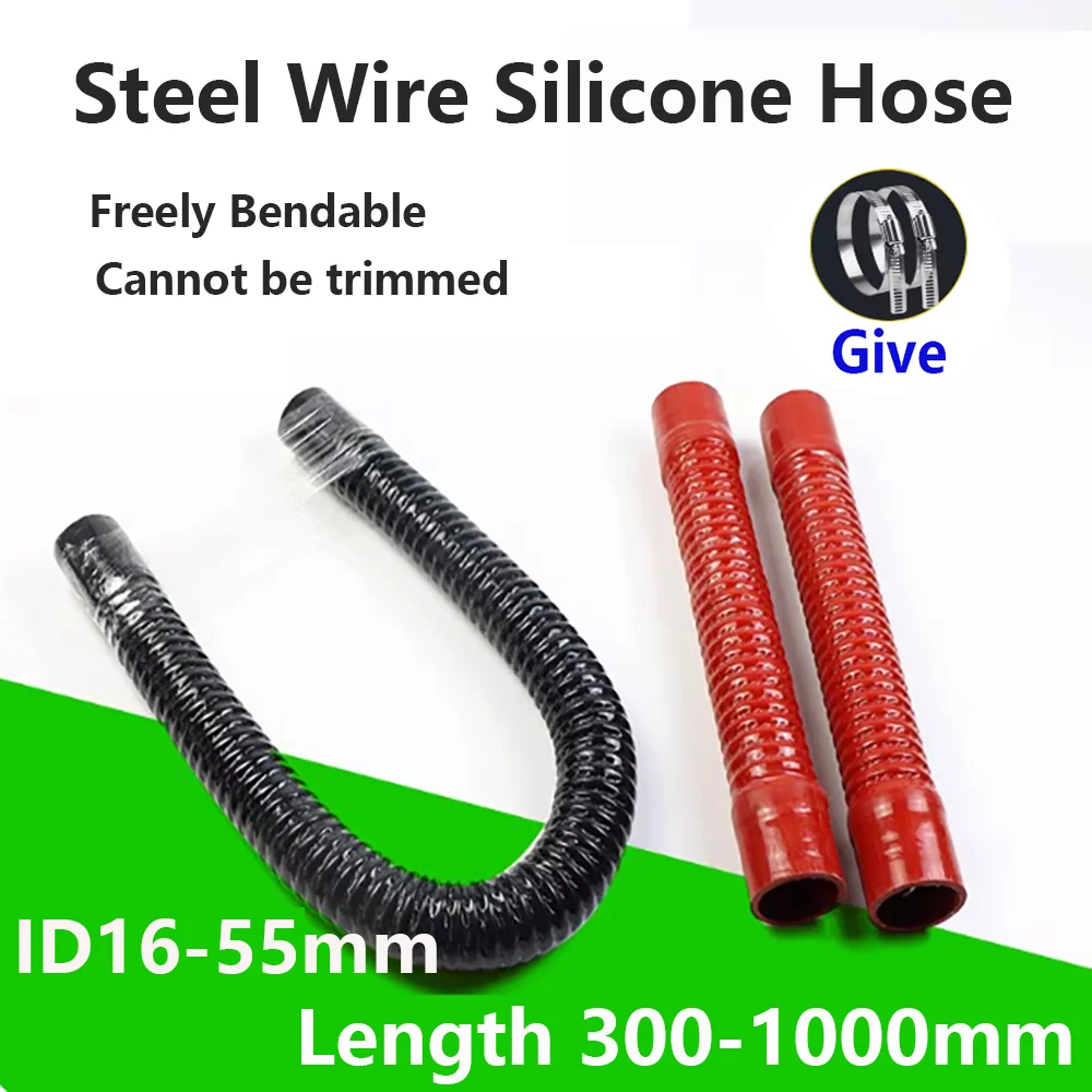 

Steel Wire Silicone Hose ID16-110mm Black/Red Silicone Connecting Tube Silicone Hose Radiator Air Inlet