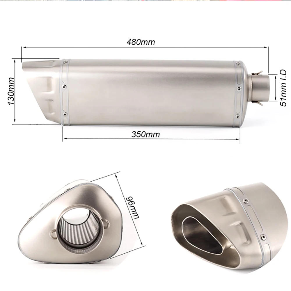 Universal 51mm Motorcycle Exhaust Silencie Escape Modified Stainless Steel Muffler Silencer Ninja 650 Z800 CB650R CBR500 GW250