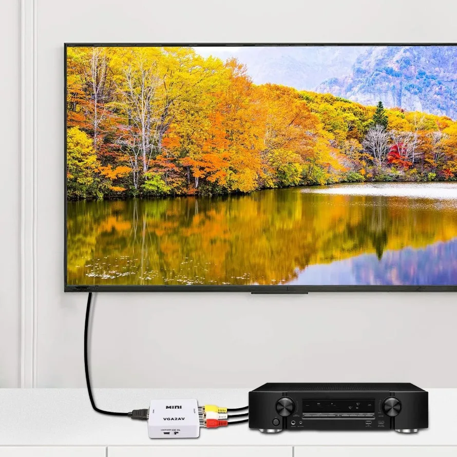 1080P AV RCA إلى VGA محول VGA إلى AV RCA دعم PAL NTSC محول فيديو مع إخراج صوت 3.5 مللي متر للتلفزيون فك التشفير رصد الكمبيوتر #6