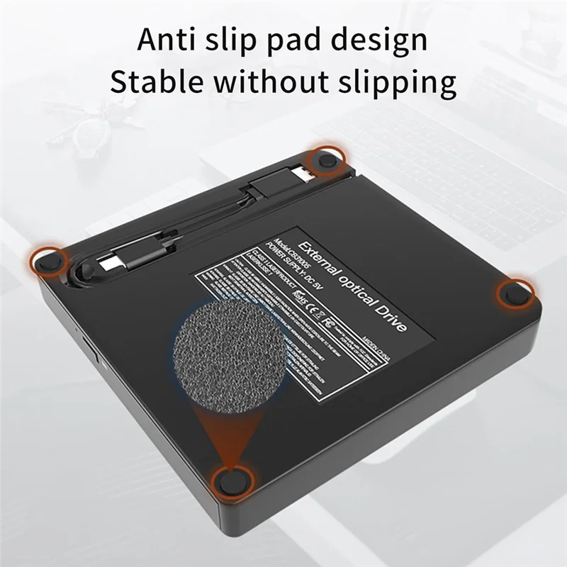 مشغل DVD عالمي B48A محرك أقراص مضغوطة خارجي USB لأجهزة الكمبيوتر المحمول والكمبيوتر المحمول Windows 7/8/10/11 محرك أقراص DVD