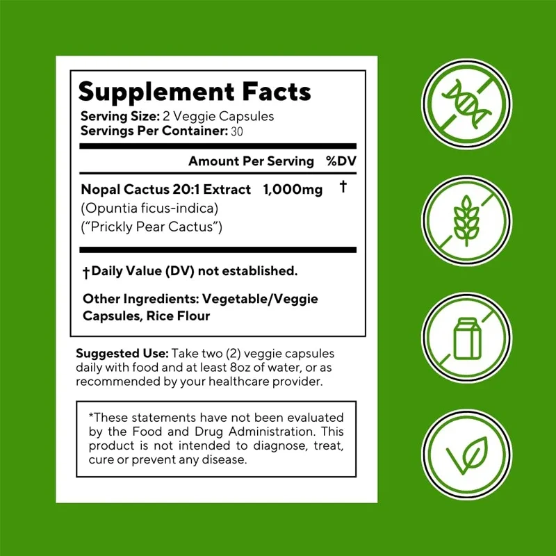 Cactus Extract, Used for Antioxidants, Skin, Metabolic Support - Non GMO, Gluten Free Supplement