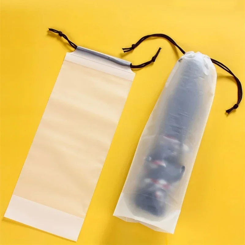 Umbrella Storage Bag Translucent Plastic Waterproof Anti-dirty Umbrella Cover Reusable Portable Drawstring Bags Home Storage