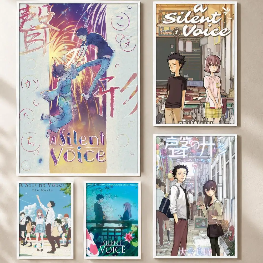 Affiche anime A S-Silent V-Voice, haute définition, écologique, auto-adhésive de qualité supérieure, pour décoration esthétique de salon