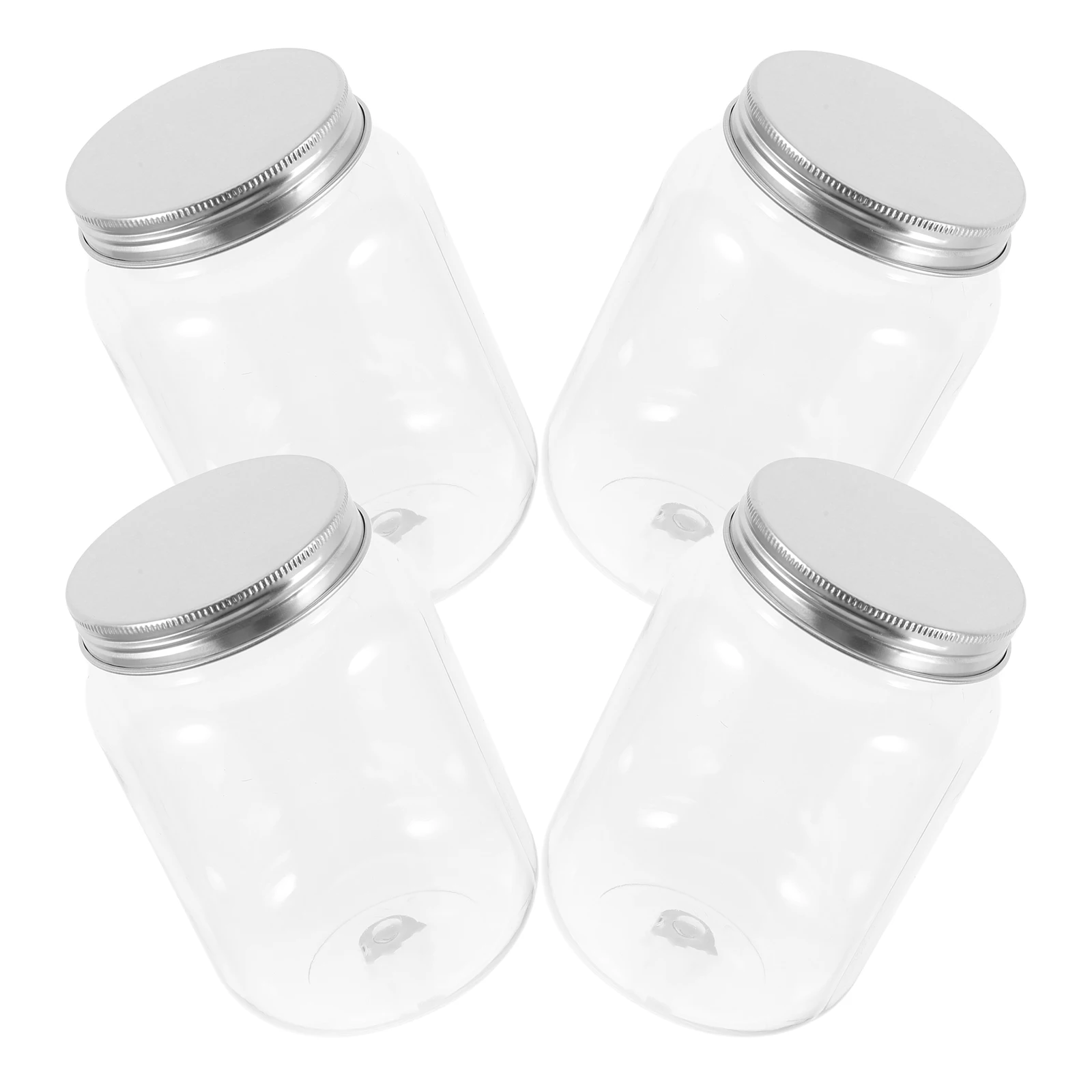 

4pcs Plastic Bottle Mason Jar Transparent Food Storage Container Airtight Dry Fruit Candy Spice Jar Bulk Cereal Canister