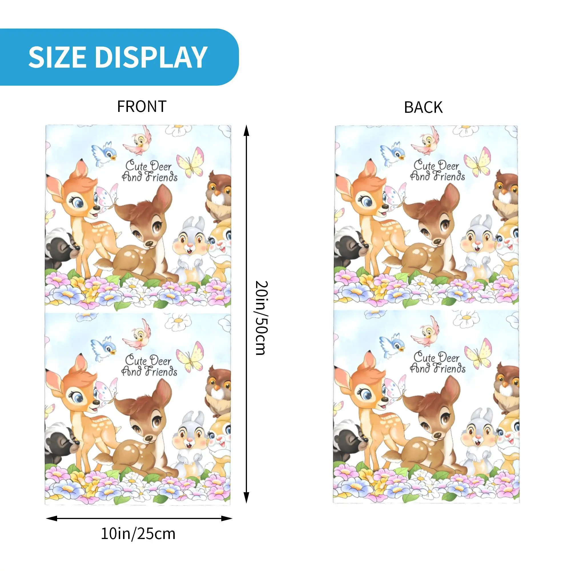 مخصص بامبي باندانا الشتاء الرقبة أدفأ المرأة يندبروف التفاف الوجه وشاح للمشي لمسافات طويلة الطباعة الكلاسيكية الحيوان الجراب عقال