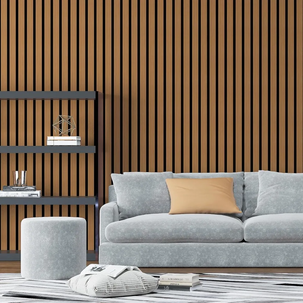 

4-Pack Glue-On Six-Grid Wainscoting Panel for Interior Wall Decor - 104 x 12 Inch Polystyrene Ultralight Slim Slat Wall Panels