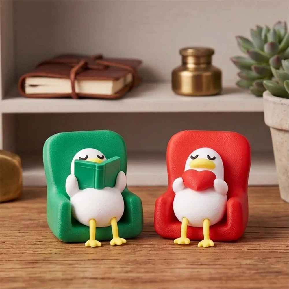 Cute Gifts Creative Lazy Duck Figurine Decoration 3D Printed Laying Duck Statue Animal Shape Desktop Ornaments Office Desk