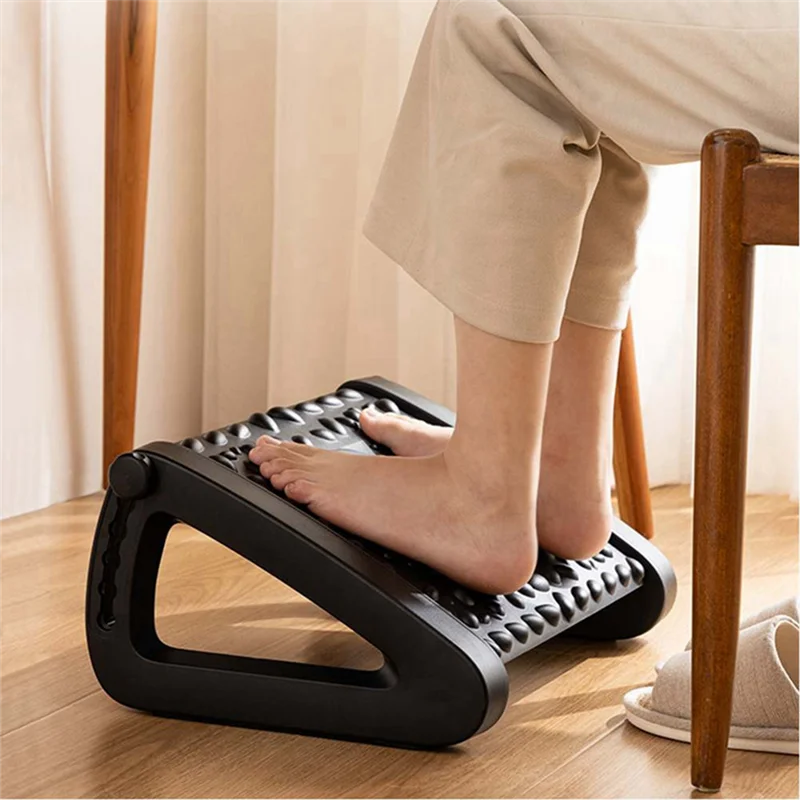 

YHOLI-Foot Rest Stool Adjustable Foot Stepping Platform With Rollers Foot Resting Stool Comfortable Massage Pad For Gaming Durab