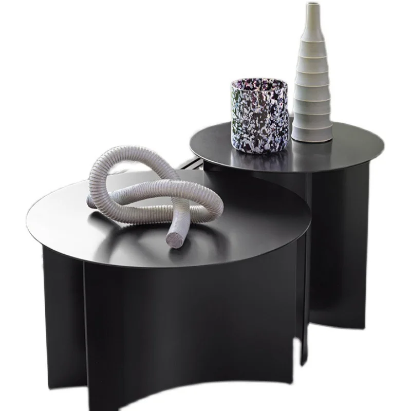 &Nordic round combination coffee table side table light luxury simple side table corner  Nordic wrought iron model room