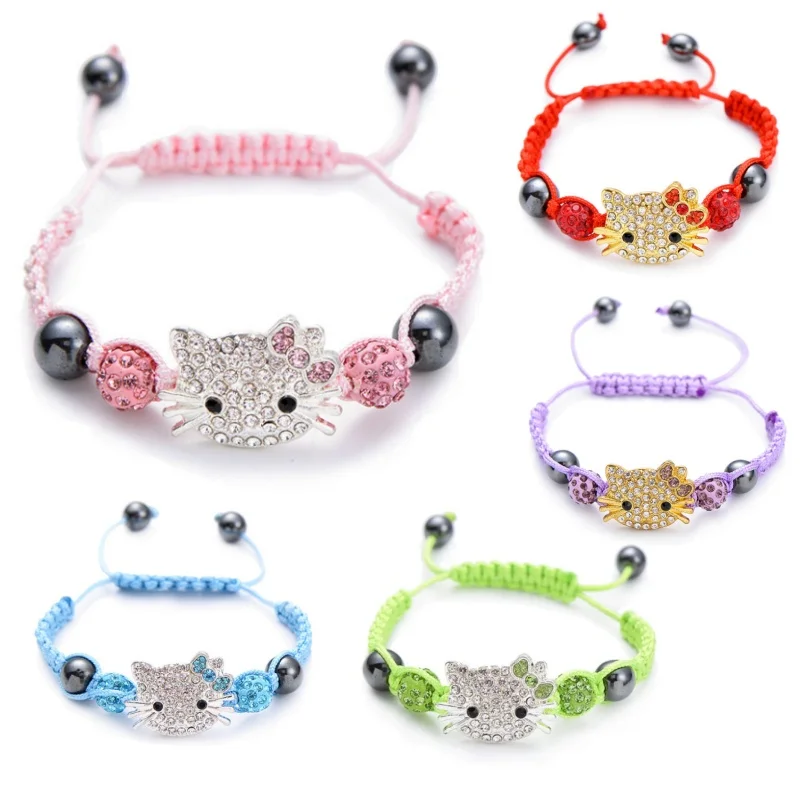 Kawaii Couple Crystal Bracelet Student Love Bracelet Braided HelloKittys Bracelet Bestie Lucky Rope Valentine's Day Gift