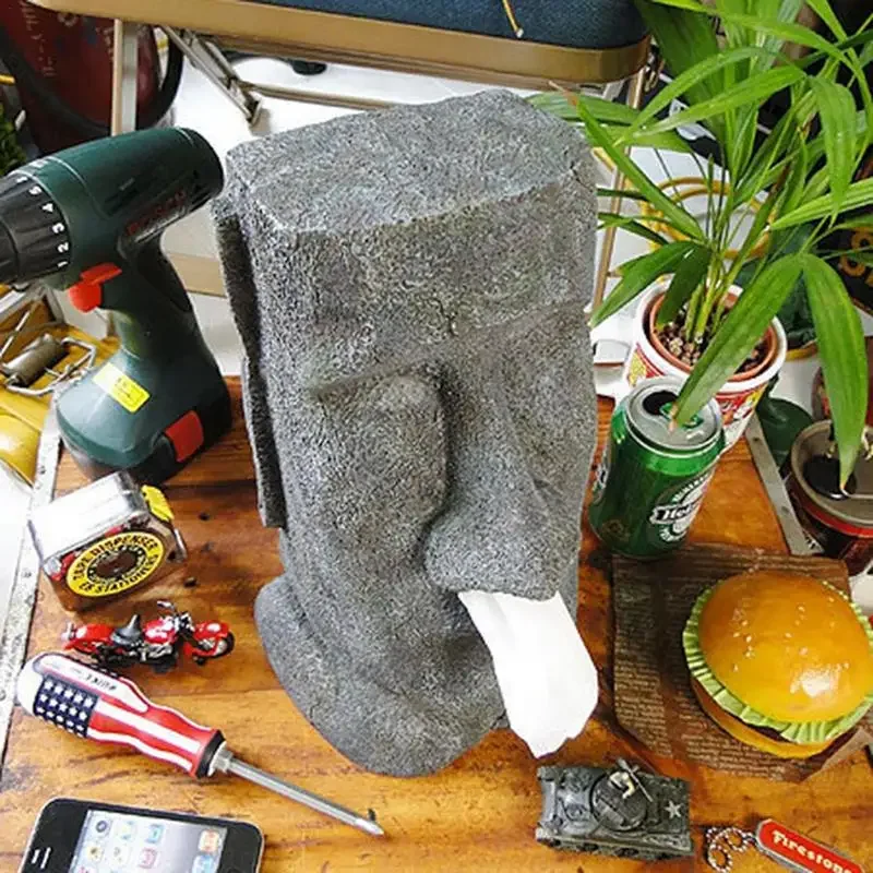 1pcs Easter Island Stone Face Portrait Tissue Box Container Type Holder Paper Tissue Box Home Decorations New