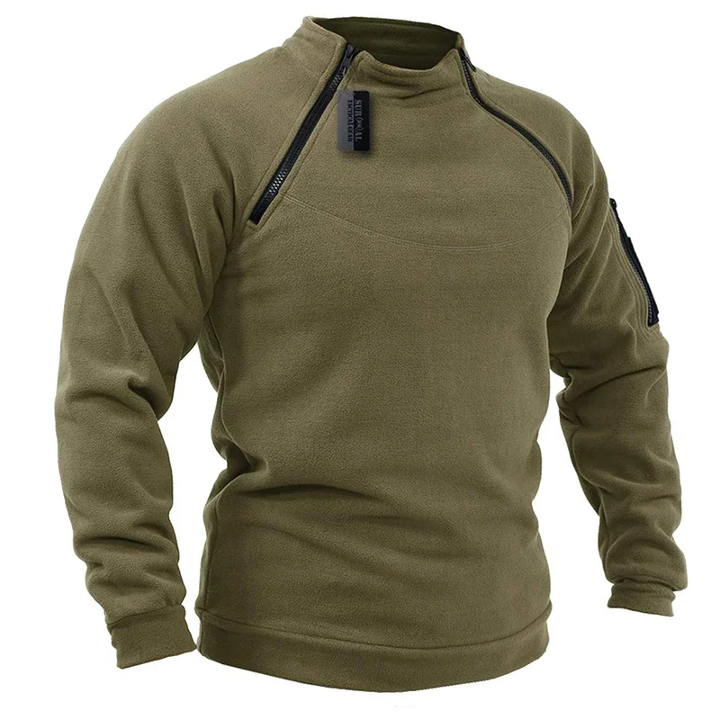 

US Mens Tactical Outdoor Jackets Hunting Clothes Warm Zippers Fleece Pullover Man Windproof Winter Coats Thermal Underwear