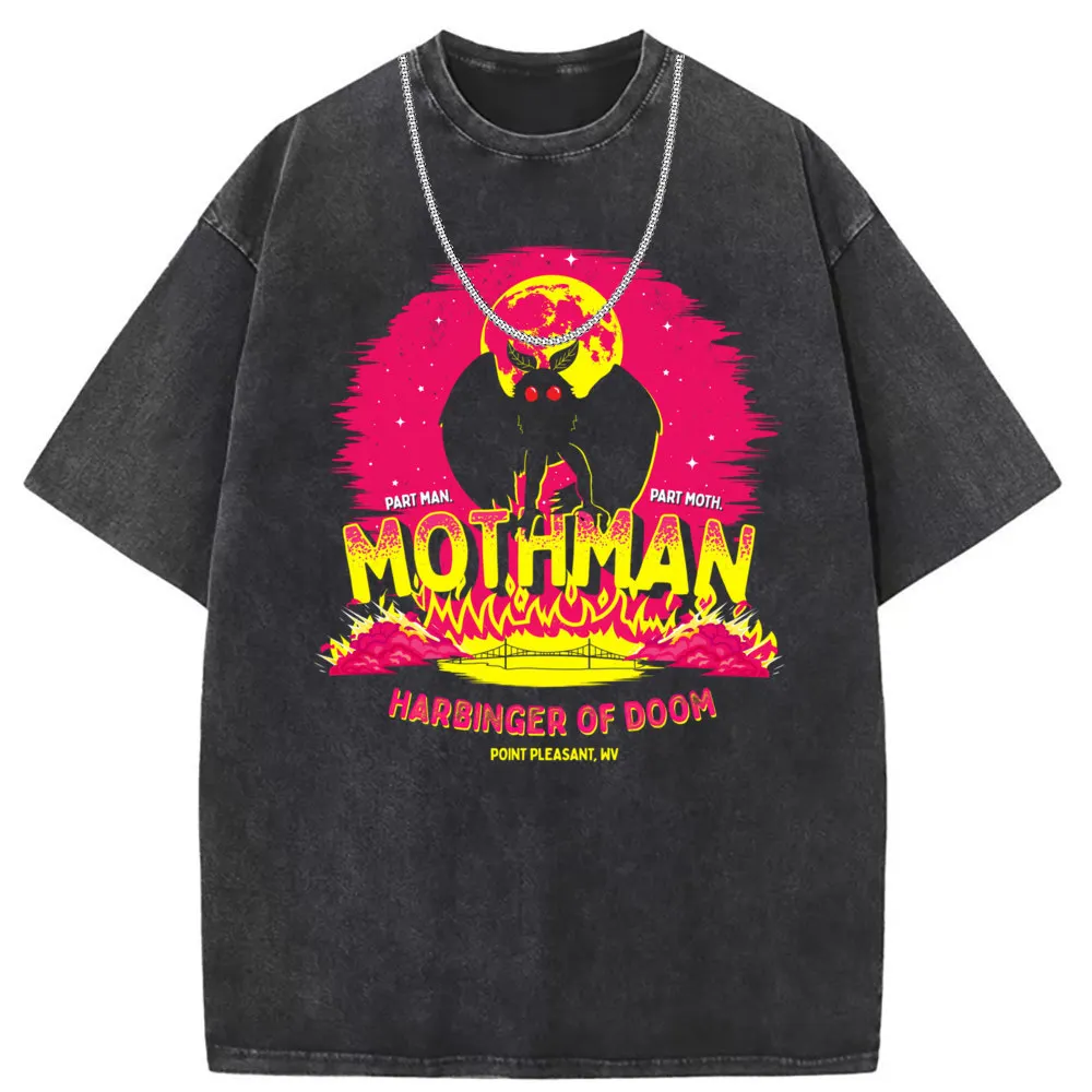 Mothman Harbinger Of Doom T Shirt Sweatshirts Summer Tshirt Washed Long Sleeve Faddish England Style Vintage Fitness Mens