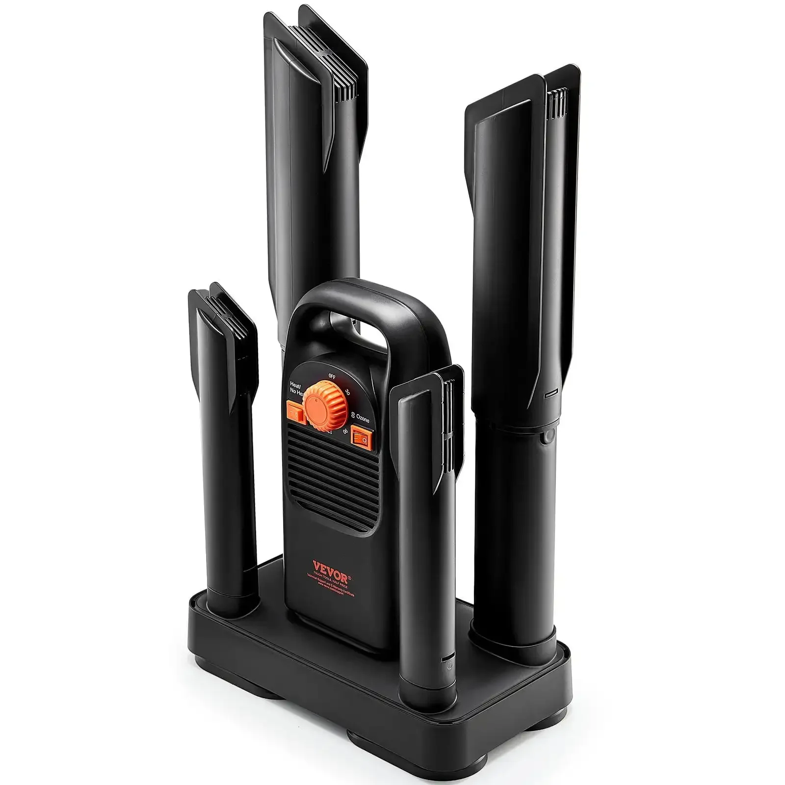 

4-Tube Detachable Shoe Dryer with Timer and Quick Drying Black & Orange