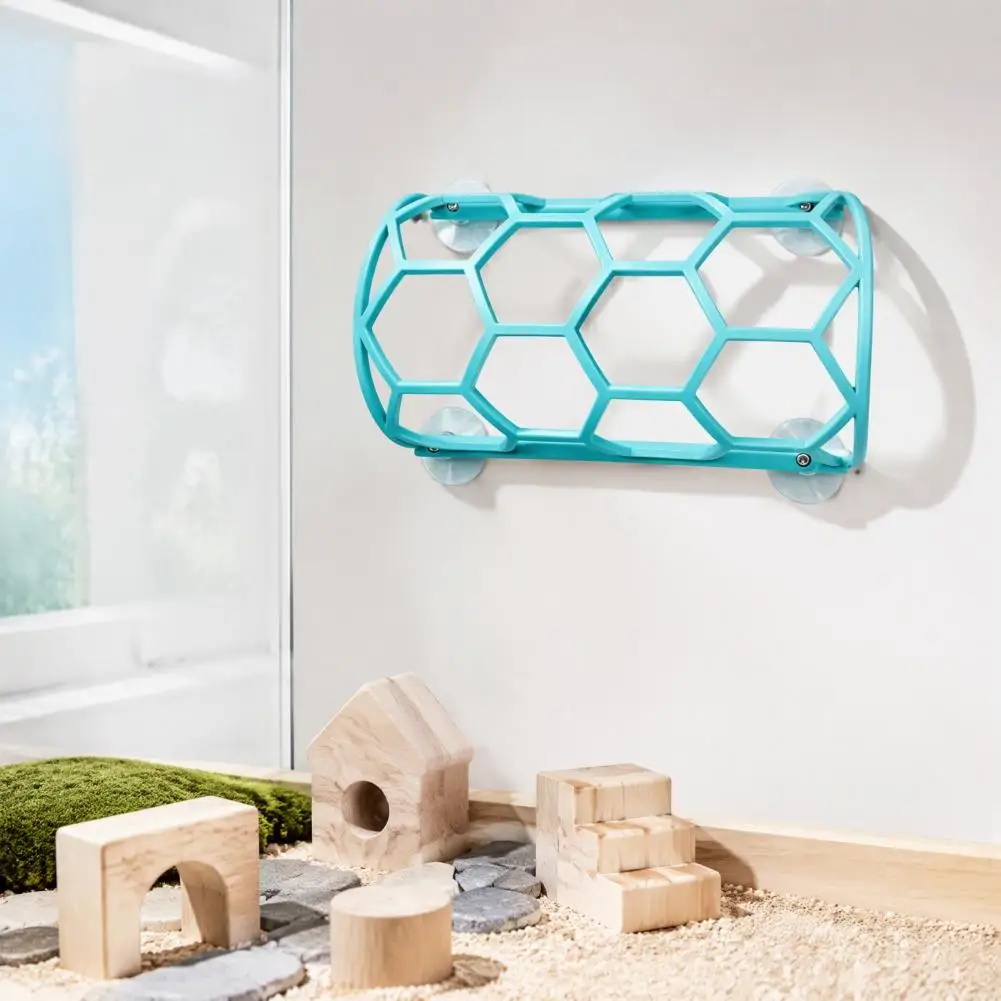 Breathable Cave Honeycomb Climbing Shelf with Suction Cups Snake Tunnel Hide Platform Terrarium Wall Decor for Ball Python